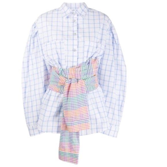 Natasha Zinko Tops - Natasha Zinko Blouse Check Print Corset Wrap Blouse